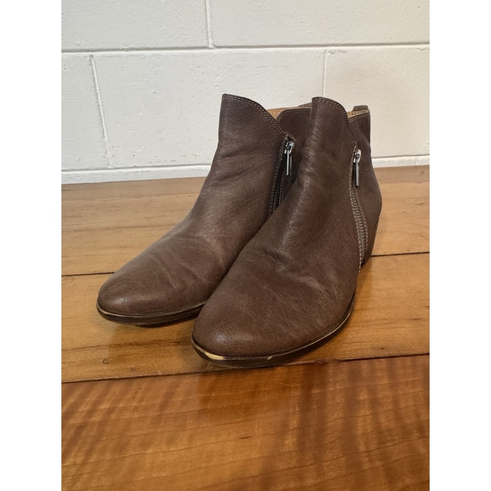 Lucky Brand Blandre Brown Leather Ankle Boot Side Zip Women's Size 7m
